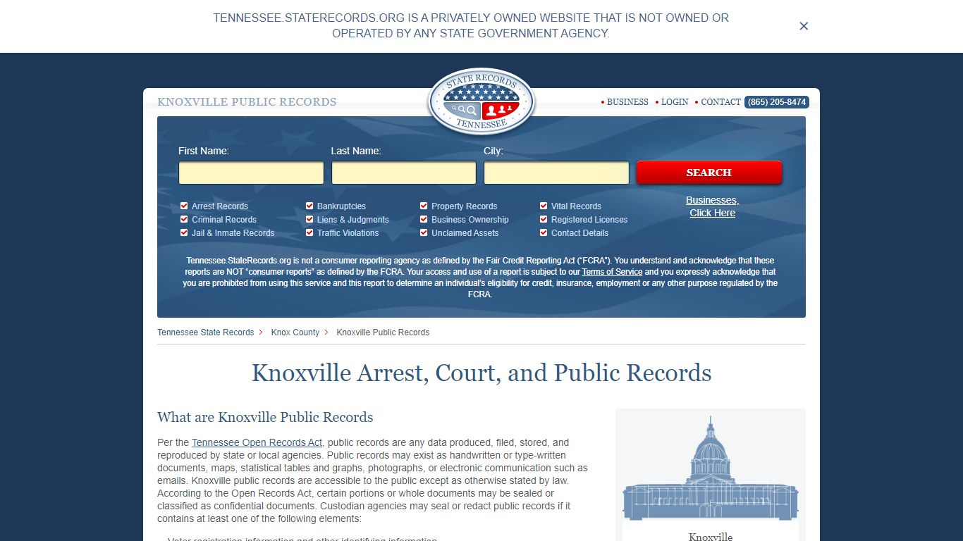 Knoxville Arrest, Court, and Public Records