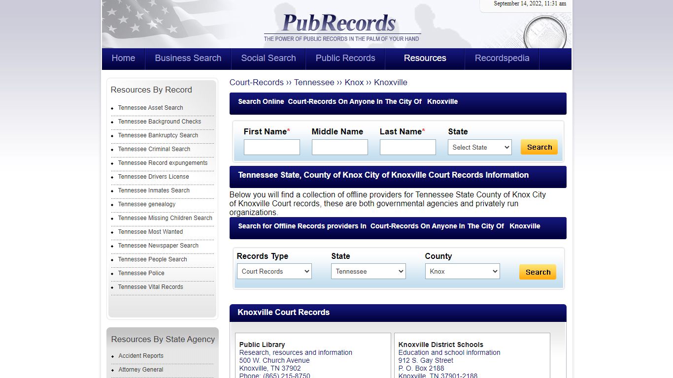 Knoxville, Knox County, Tennessee Court Records - Pubrecords.com